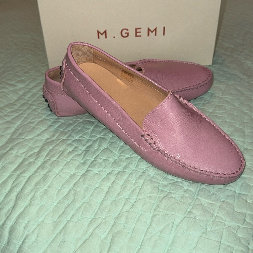 M. Gemi The Felize Naplak Pink Lilac Driver Mocs 38.5 NWT
